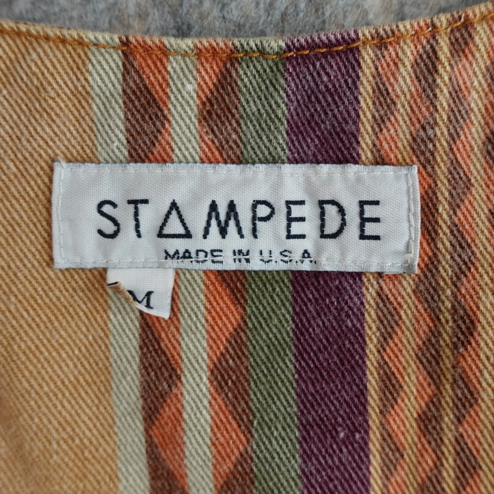 Vintage 90s Vest Womens M Striped Artsy Patch Southwestern Boho Indie Festival - Picture 2 of 10